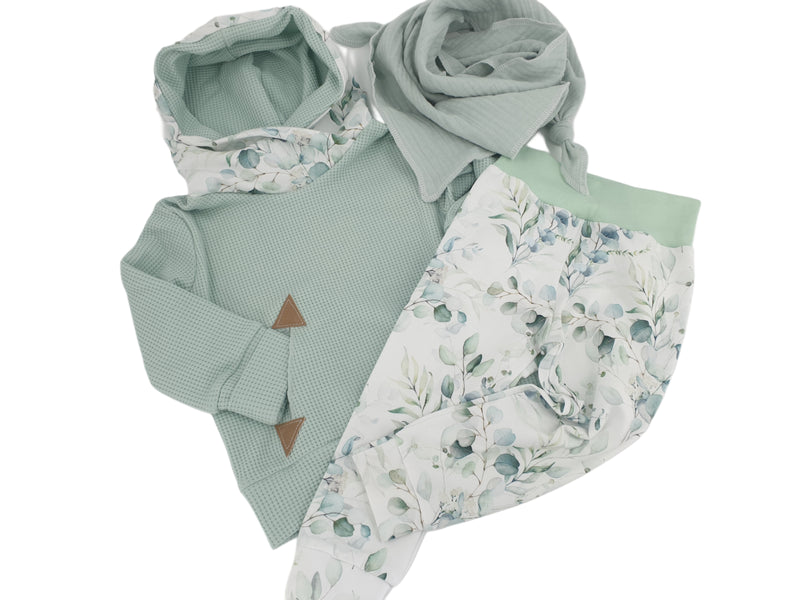 Atelier MiaMia - Hoodie baby child from 44-122 short or long sleeve mint eucalyptus