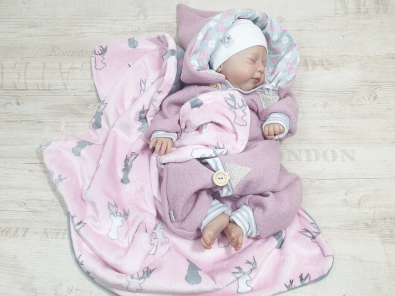 Atelier MiaMia - Walk - Tutina Neonato Bambina da 50 a 110 Salopette firmata Walk Cuori rosa e fiori --Walk W8